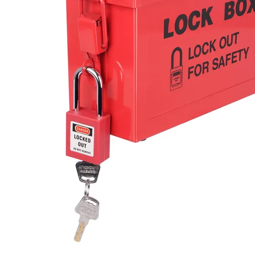 Vista 5 de RealPlus Lockout Tagout Box Caja de bloqueo portátil Loto Group Lock Box, capacidad de candado de 12, rojo