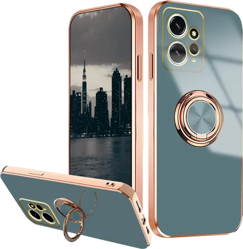 Vista 9 de Compatible con Redmi Note 12 4G Case Ring Holder Magnet Green, para Xiaomi Redmi Note 12 4G Funda de teléfono de silicona a prueba de golpes Placa