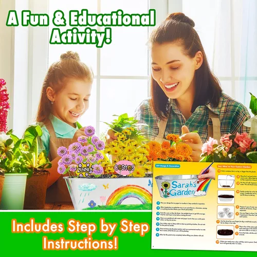 Vista 4 de Miracle GRO My First Flower Growing Kit - Kit de manualidades de pintura y jardinería de plantas para niños, niñas, regalos de Pascua para niños