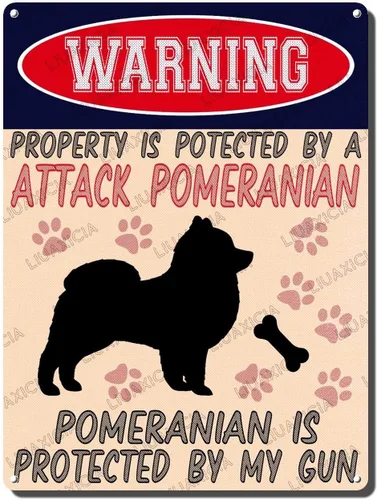 Vista 18 de LIUAXICIA Letreros divertidos de metal con texto en inglés "Warning Property is Potected by A American Bulldog is Protected by My Gun" The Coffee