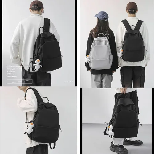 Vista 3 de Mochila para portátil de 15.6" con lindo accesorio Kawaii espaciosos múltiples compartimentos, Negro -, Moderno