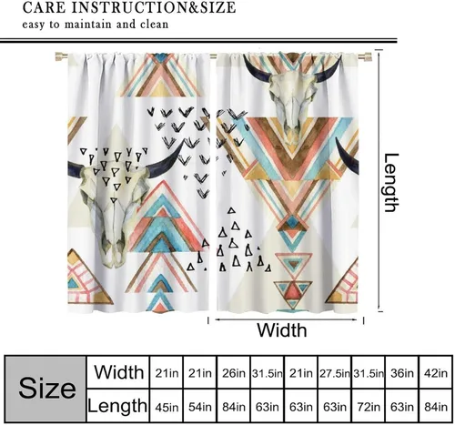 Vista 89 de Cortinas con patrón geométrico tribal, estilo suroeste, azteca, rústico, occidental, nativo americano, opacas, con bolsillo para barra, decoración