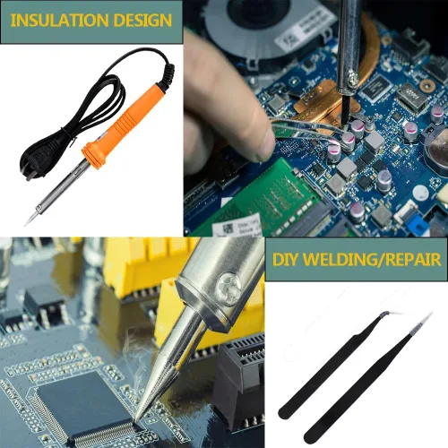 Vista 3 de LEATBUY Juego de crimpadoras CAT5 CAT6 RJ45, herramienta de crimpado Cat5e, 50 conectores, 50 cubiertas, probador de cables LAN de red, pelacables