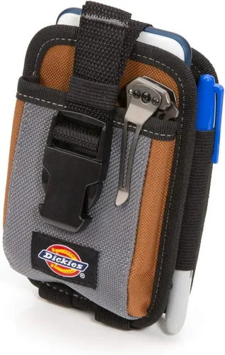 Vista 2 de Dickies Bolsa grande para teléfono con 2 compartimentos, clip de acero de ajuste universal para cinturón de herramientas, correa de seguridad sobre