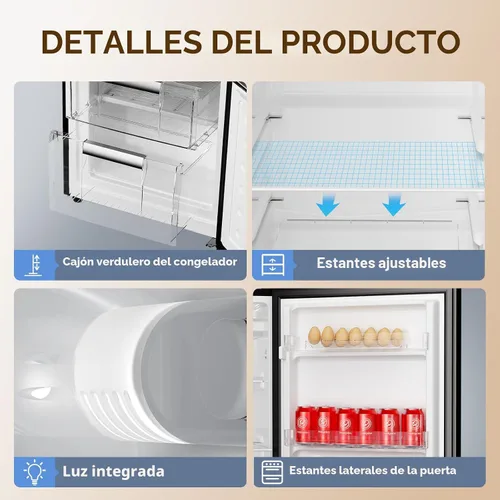 Vista 5 de Upstreman - Refrigerador de 7.1 pies cúbicos con congelador inferior, refrigerador para apartamento con congelador, energéticamente eficiente