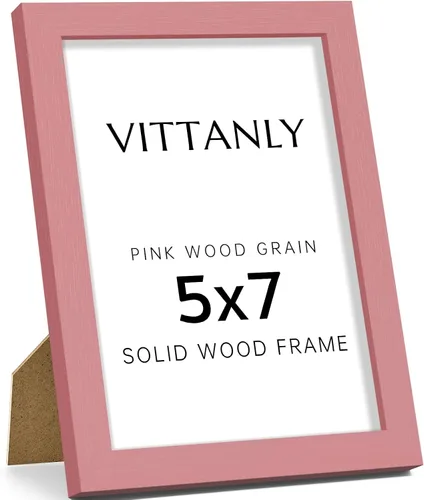 Vista 187 de Vittanly - Marco de fotos de 4 x 6 pulgadas de madera maciza con plexiglás, incluye paspartú de 3,5 x 5, para colgar en la pared o poner sobre una