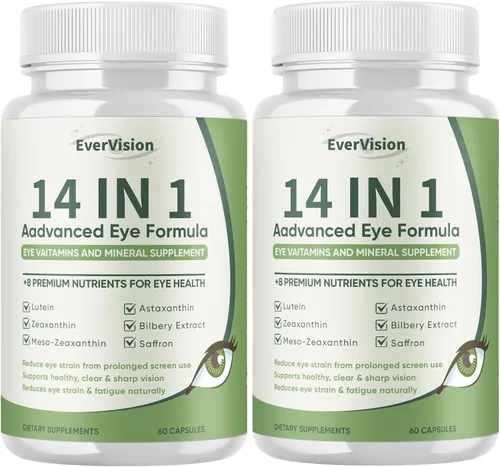 Vista 8 de Evervision 14 en 1 fórmula avanzada para ojos, suplemento mineral y vitamina neurobella para los ojos con zinc, luteína, zeaxantina y extracto