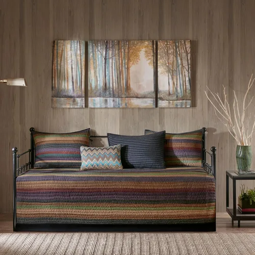 Vista 17 de Madison Park Ridge - Juego de funda para sofá cama, diseño reversible con estampado de espiga a cuadros estilo cabaña rústica, ropa de cama de lujo