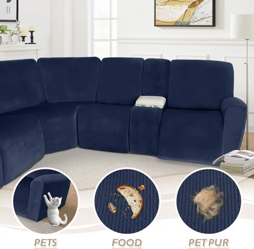 Vista 623 de Arfntevss Fundas de sofá seccional reclinable de terciopelo, Funda de sofá seccional de esquina para sofá reclinable, Funda elástica suave