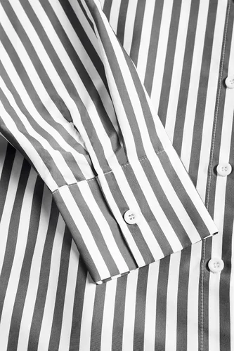 Vista 8 de ZAFUL Camisas a rayas con botones para mujer, manga larga, elegante, cuello en V, blusas con bolsillos