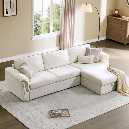 Vista 12 de CHITA Sofás seccionales extra grandes para sala de estar, sofá modular de nube, moderno de mediados de siglo, sofá de 3 plazas, felpilla en crema