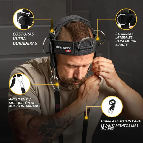 Vista 3 de Iron Neck Alpha Neck Trainer - Exercise & Workout Equipment Negro - Arnés Alpha Plus