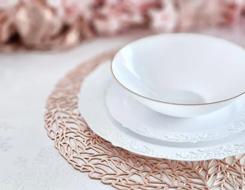 Vista 8 de Occasions: Paquete de 10 manteles individuales metálicos de vinilo prensado/decoración de boda (primavera, oro rosa)
