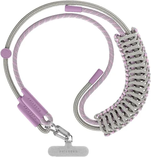 Vista 9 de CASETiFY Correa de cuerpo cruzado de cuerda de 0.236 in con tarjeta - Rosa rubor Rosa rubor con cierre de plata