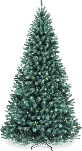 Vista 13 de Best Choice Products Árbol de Navidad de abeto azul preiluminado, decoración artificial con bisagras completas, 100 luces incandescentes blancas