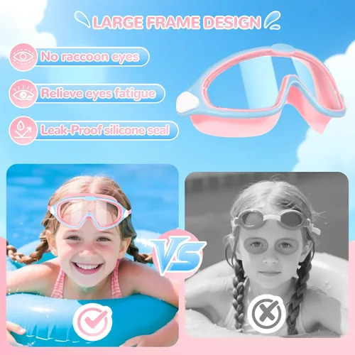 Vista 5 de Supertrip Gafas de natación para niños, paquete de 2 gafas de natación con protección UV antivaho para niños de 6 a 14 años