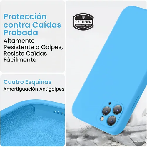 Vista 5 de Vooii Funda compatible con iPhone 11 Pro, silicona líquida mejorada con bordes planos, protección de cámara, forro de microfibra antiarañazos suave