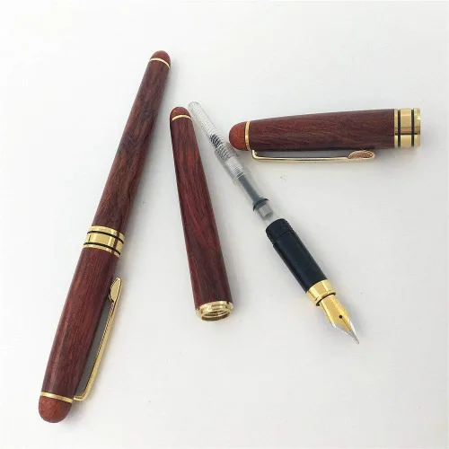 Vista 2 de Pluma estilográfica de palisandro rojo estilo vintage 0.028 in punta (SLZRTY01)
