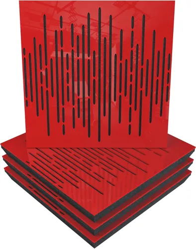 Vista 16 de Panel acústico difuso de absorción de sonido, «onda» para estudio de grabación Laminado en madera, (paquete de 4): (Negro)