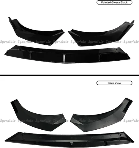 Vista 5 de Se adapta a HYUNDAI ELANTRA 2021+ negro brillante estilo de rendimiento 3 piezas de parachoques delantero