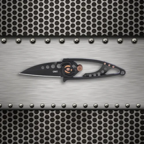 Vista 6 de Cuchillo plegable de transporte diario (EDC) con bloqueo de botón CRKT Snap Lock: hoja de borde liso de acero 420J2, mango de acero inoxidable Negro