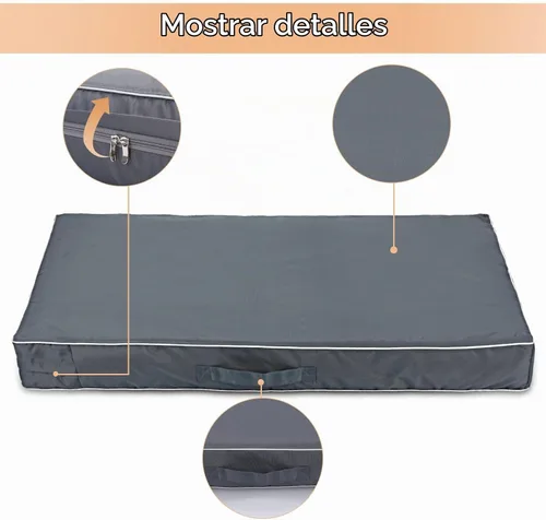Vista 4 de Chinchilla Funda Impermeable para Cama de Perro Pesada Lavable, con Apertura de Cremallera Rellenable Funda Universal de Repuesto para Cama de Gris