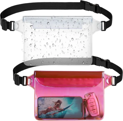 Vista 8 de F-color Riñonera impermeable – Cruise Essentials 2026 – Bolsa impermeable con correa ajustable en la cintura, bolsa seca enrollable con triple