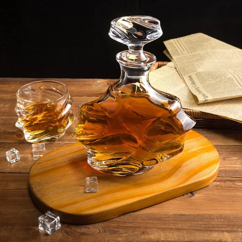 Vista 4 de KANARS - Decantador de whisky con tapón hermético, decantador grande de cristal hecho a mano para whisky, vino, bourbon, brandy, licor, centeno, ron