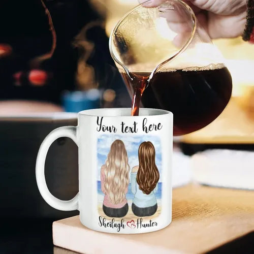Vista 3 de Taza de café personalizada para mejor amiga para mujer, taza personalizada con imagen, texto, nombre, tazas de la amistad, regalo para mejores