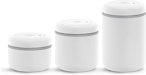 Vista 2 de Fellow Atmos - Recipiente de café al vacío de 0.4 litros, capacidad para granos de 6 onzas, color blanco