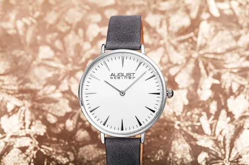 Vista 7 de August Steiner Reloj de pulsera de piel de nobuk con movimiento de cuarzo para mujer, AS8187