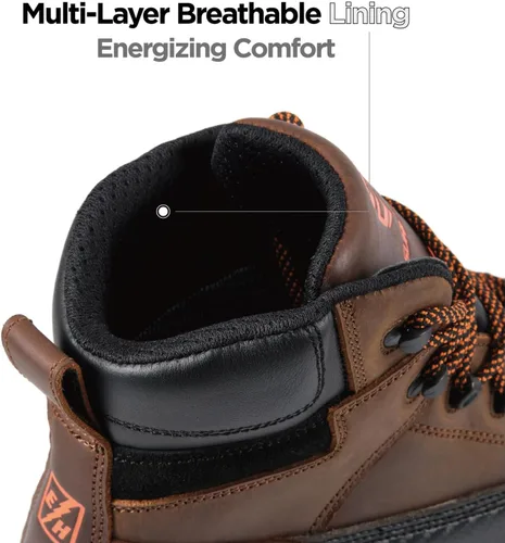 Vista 6 de SUREWAY Botas de trabajo impermeables de 6 pulgadas para hombres, de cuero Puntera Compuesta Impermeable Marrón