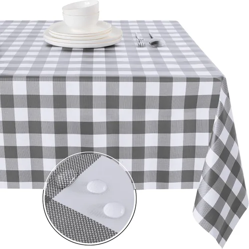 Vista 25 de Obstal Mantel 100% impermeable de PVC, mantel rectangular de vinilo a prueba de aceite y derrames, cubierta de mesa lavable para uso en exteriores e