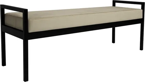 Vista 12 de HomePop Banco de metal moderno Banco para sala de estar y dormitorio Muebles decorativos para el hogar - Brown Boucle
