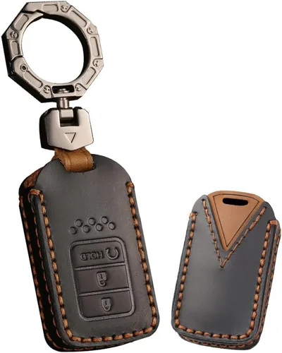 Vista 16 de ontto Funda de llavero de 2 botones para llave remota inteligente Honda, protector de llave de cuero para llave de coche, Negro
