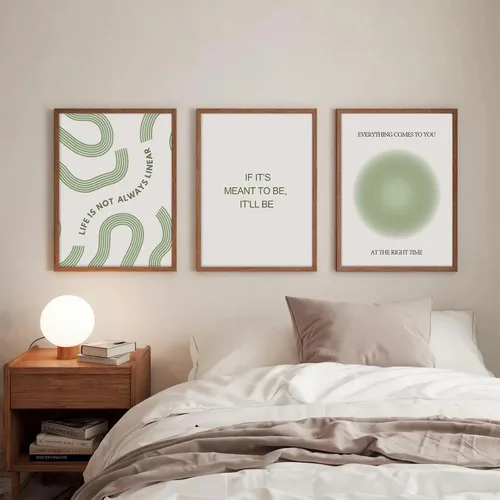 Vista 5 de Arte de pared verde salvia para pared, terapia de oficina, lienzo para decoración de pared, póster motivacional, citas inspiradoras, impresiones