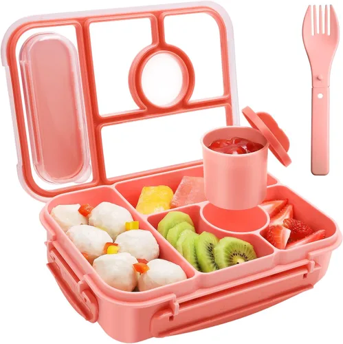 Vista 14 de Amathley Caja Bento para Adultos y Niños, Contenedores de Almuerzo para Adultos/Niños/Niños Pequeños, Caja de Almuerzo Bento de 5 Compartimentos