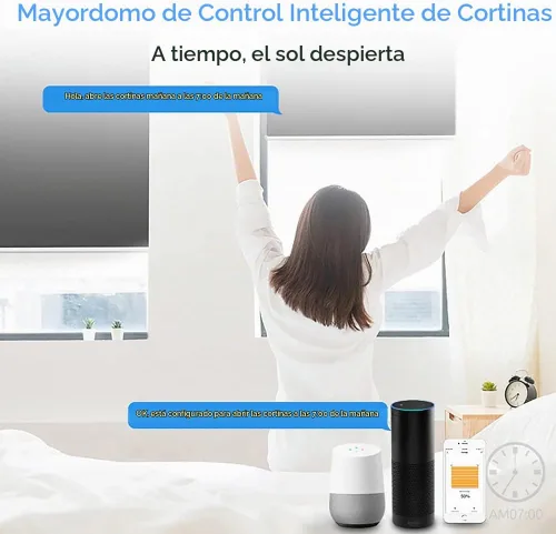 Vista 6 de Persiana enrollable motorizada con control remoto, 100% opacidad, persiana inteligente para Windows, compatible con Alexa y Google Home, batería