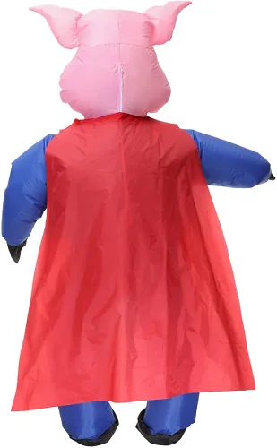 Vista 5 de JASHKE Disfraz inflable de cerdo, disfraz de cerdo de superhéroe, disfraces de Halloween para adultos