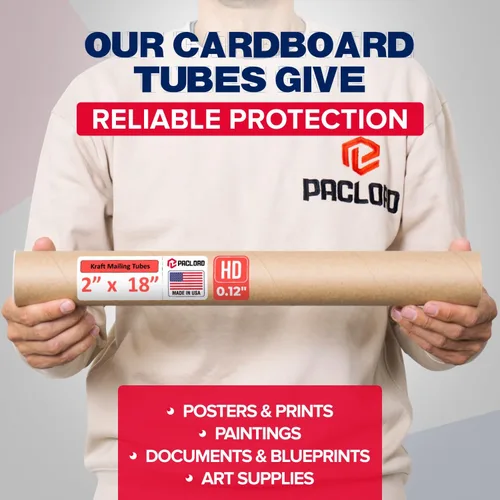Vista 5 de Tubo de cartón reforzado de 2 x 18 pulgadas, paquete de 4 tubos con 8 tapas, seguro aprobado por USPS, ideal para envío y almacenamiento