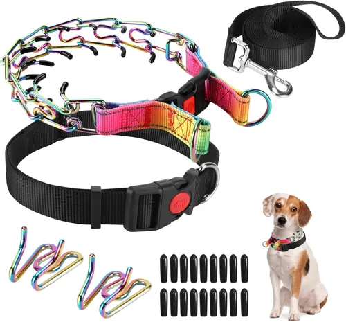Vista 23 de Collar de entrenamiento de puntas con puntas cómodas y hebilla de cierre rápido – Collar de pellizco para perro con cubierta de nailon