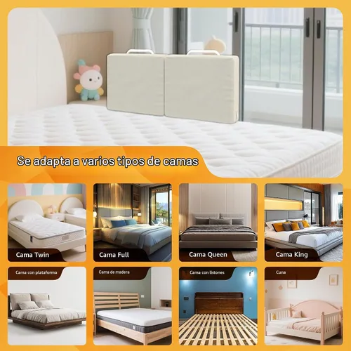 Vista 6 de Riel de cama para niños pequeños, protector de cama ajustable para camas individuales y matrimoniales, rieles de seguridad de cama para niños
