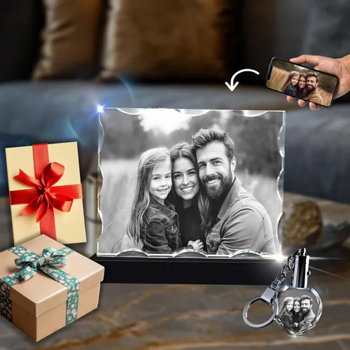Vista 13 de CAPTUR3D Foto de cristal de alta calidad con base de luz LED, regalos conmemorativos personalizados para mamá, papá, esposa, hombres, seres