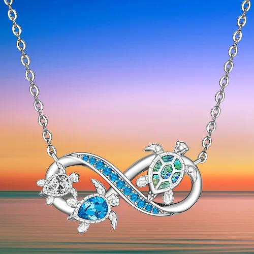 Vista 8 de St Patricks Day Shamrock Necklace Pentagram Turtle Necklace Hummingbird Necklaces for Women Sterling Silver Pendant Jewelry Gifts