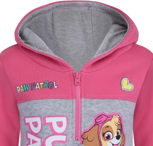 Vista 4 de Paw Patrol Girls Skye and Everest Half Zip Up Hoodie for Toddlers and Little Kids PinkGrey