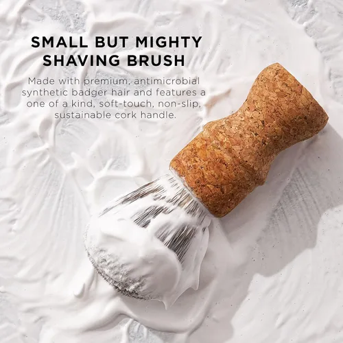 Vista 5 de Pacific Shaving Company Cepillo de afeitar de pelo sintético premium de mango de corcho sostenible 1 ea