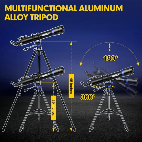 Vista 4 de Telescopio, apertura de 90 mm 800 mm - Telescopio para adultos y niños, telescopios refractores profesionales para adultos de alta potencia
