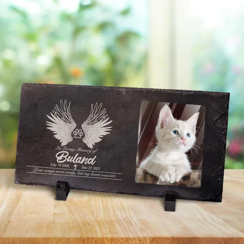 Vista 32 de Farfume Piedras conmemorativas personalizadas para mascotas con foto y texto Marcadores personalizados para tumbas para mascotas Lápidas