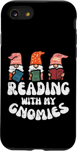 Vista 13 de Funda para iPhone 15 Reading With My Gnomies Funny Gnomes Book Lover Bookworm