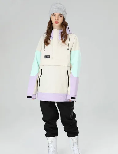 Vista 2 de SEARIPE Chaqueta de esquí para mujer, con capucha, para nieve, impermeable, para usar al aire libre